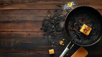 Очистить пригоревшую пищу со сковороды проще, чем вы думаете (изображение создано с помощью ИИ)