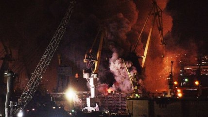 Пожар на корвете "Проворный" в Санкт-Петербурге