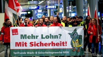 В Германии в трех крупных аэропортах началась забастовка