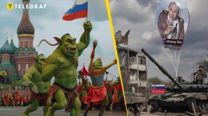 Орки на Красной площади и воздушные шарики с Путиным на фоне развалин