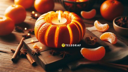 Свечка из мандаринки