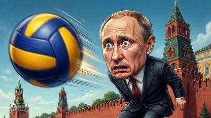 Владимир Путин и сине-желтый мяч