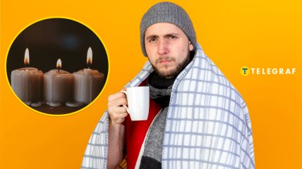 Свечи, мужчина с чашкой