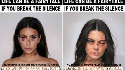 «Избитые» Кардашьян, Джоли и другие знаменитости в кампании против домашнего насилия