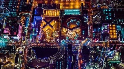 "Город грехов": ночной Лас-Вегас с высоты птичьего полета (Фото)