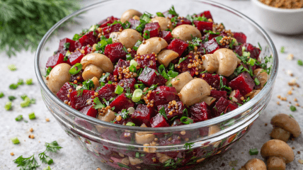 Салат з буряком та маринованими грибами