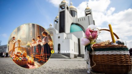 Освящение корзины в церкви