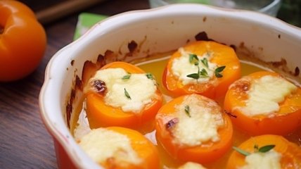 Необычный десерт - сладкие абрикосы с сыром
