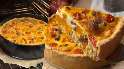 Киш с тыквой и курицей