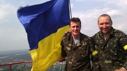 На самой высокой точке Славянска установили флаг Украины
