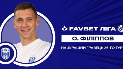 Футболист Десны стал лучшим игроком 26-го тура Favbet Лиги