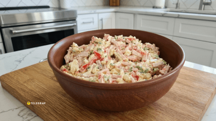 Салат з вареною ковбасою