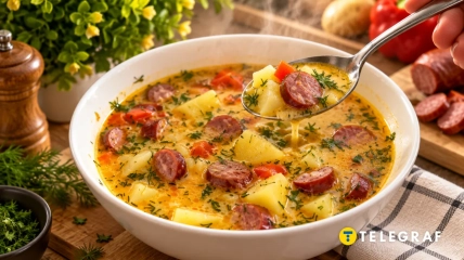 Рецепт сытного блюда с колбасками и плавленым сыром