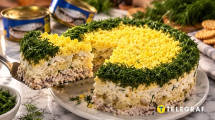 Салат с сардиной и крекерами