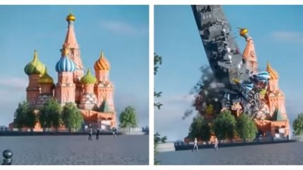 Відео падіння корабля на центр москви