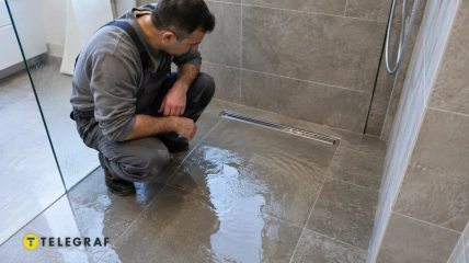 Застой воды в душе показывает, почему важно правильно сформировать уклон пола