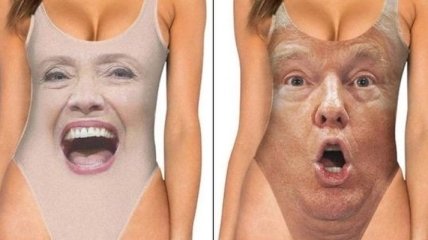 Безумная мода на купальники 2017 с изображениями Дональда Трампа и Хилари Клинтон (Фото) 