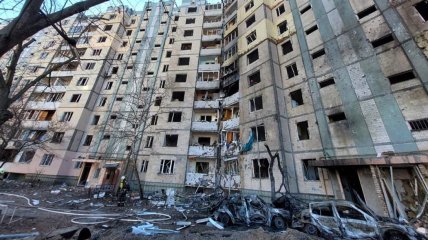 Разрушенный дом после бомбардировок россиян