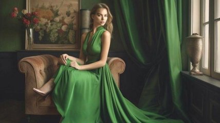 Зеленое платье выглядит великолепно