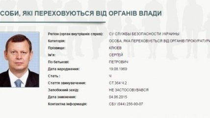 Сергей Клюев объявлен в межгосударственный розыск