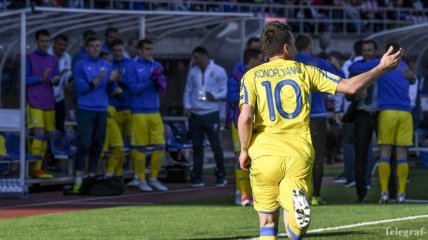 Коноплянка вышел на 3-е место в списке лучших бомбардиров сборной Украины