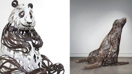 Потрясающие скульптуры животных из металлических полос (Фото)