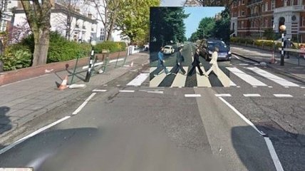 Обложки музыкальных альбомов из прошлого на Google Street View