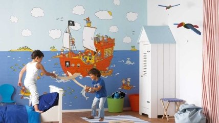 Фотообои в интерьере детской комнаты