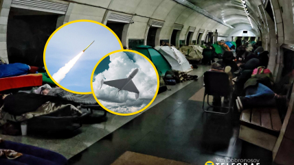 Киевляне прячутся от обстрела в метро