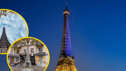 В знак солидарности самое известное здание Франции подсвечивали в цветах украинского флага