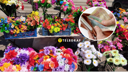 Штучні квіти на базарі