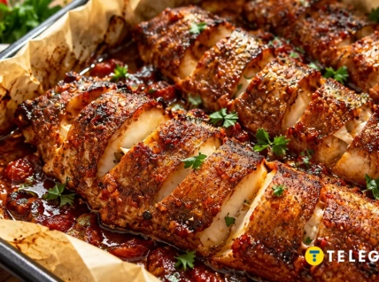 Запеченный хек в томатно-соевом маринаде