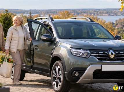 Пожилые супруги возле Renault Duster