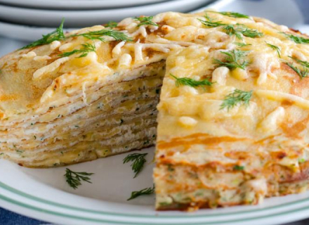 Торт з млинців з грибами