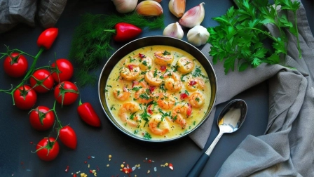 Креветки, тушковані у вершковому соусі (відео)