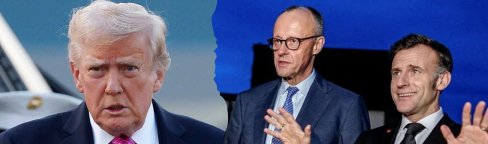 Дональд Трамп, Фридрих Мерц и Эммануэль Макрон