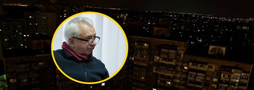 Олексій Кучеренко на фоні темного Києва