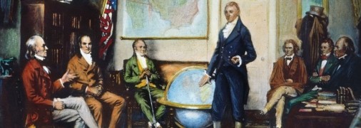 "Народження доктрини Монро". Художник Клайд Осмер Деленд. 1912 р.