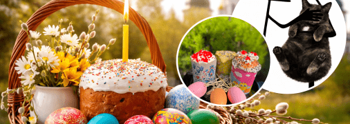 Великодній кошик та кіт з мему