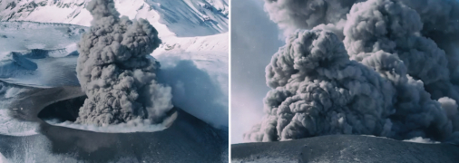 Мощность вулкана Эбеко уже поражает, а извержение даже не начиналось