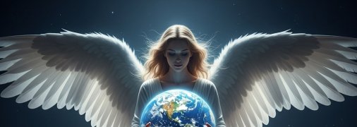 Дівчина, яка в образі ангела тримає світ