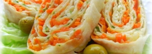 Аппетитная закуска из лаваша и крабовых палочек