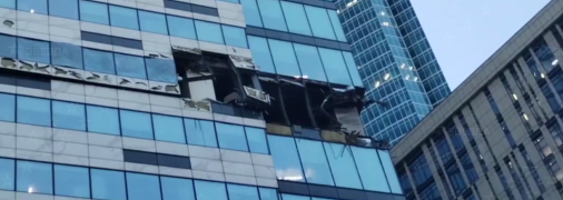 Последствия удара дрона по "Москва-Сити"