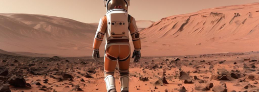 Людина гуляє на Марсі