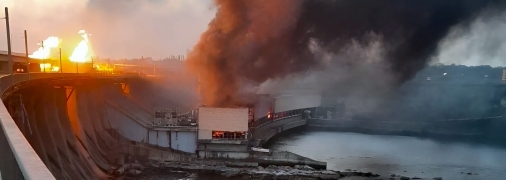 Дніпровська ГЕС після ракетної атаки
