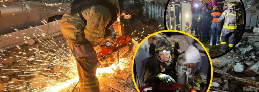 Спасение пострадавших в результате ракетного удара