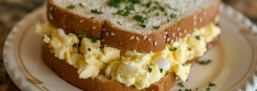 Апетитний бутерброд з яєчним салатом на хрусткому хлібі – ідеальний сніданок (фото створене з допомогою ШІ)