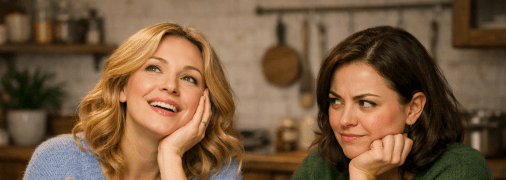 Женщина рассказывает что-то подруге