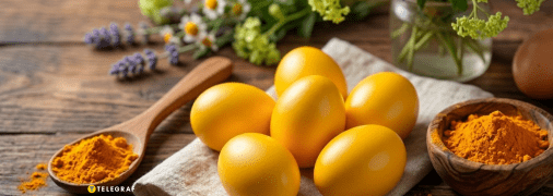 Яйца можно красить с помощью куркумы