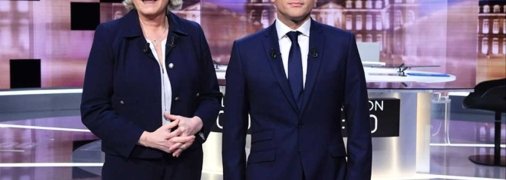 Марин Ле Пен и Эммануэль Макрон